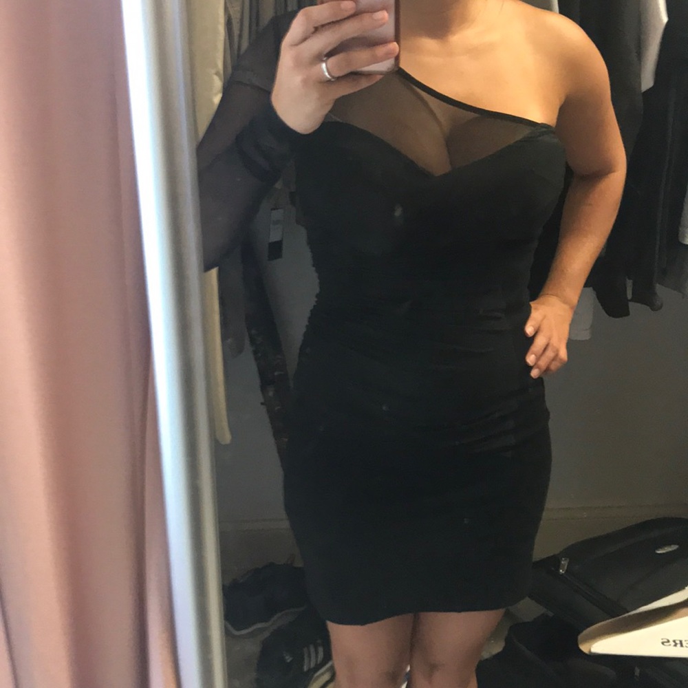 Kardashian Bebe black one shoulder dress